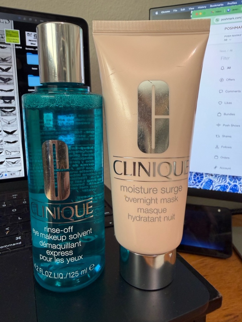 Clinique bundle moisture surge and eye makeup remover (pkg scratched)